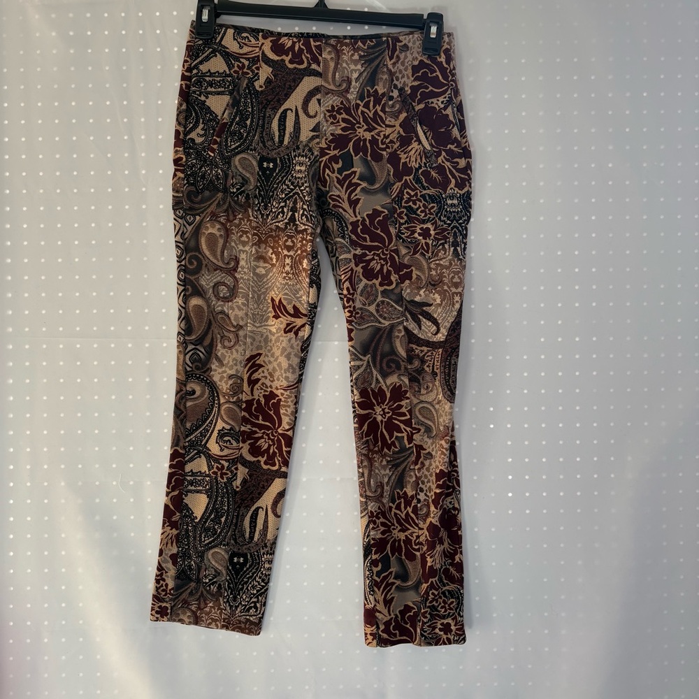 Chico's Women’s Corduroy Pants with Paisley Pattern - Brown and Cream. INV25/126